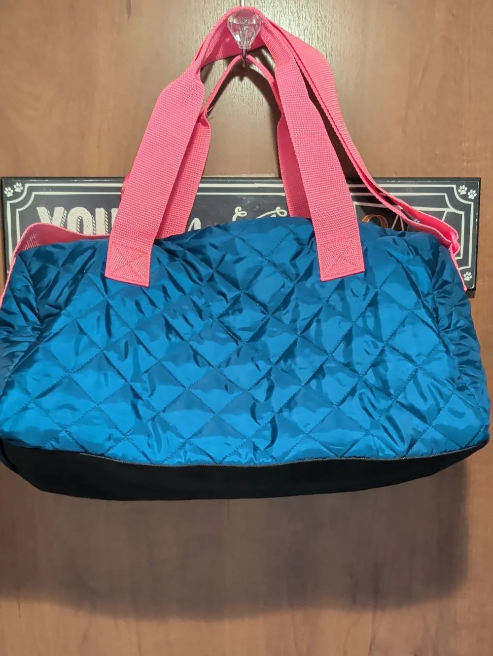 Justice Quilted Teal and Pink 'Live Justice' Kids Duffle Bag